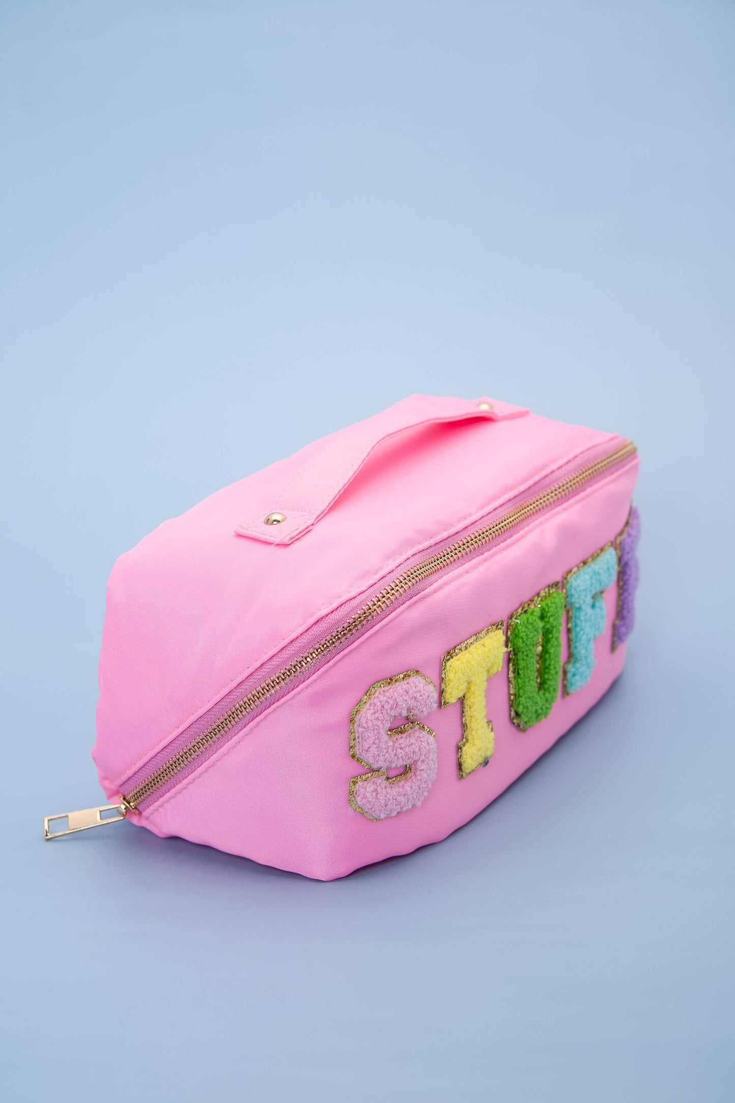 LARGE STUFF OPEN FLAT COSMETIC MAKEUP TRAVEL POUCH - HOT PINK