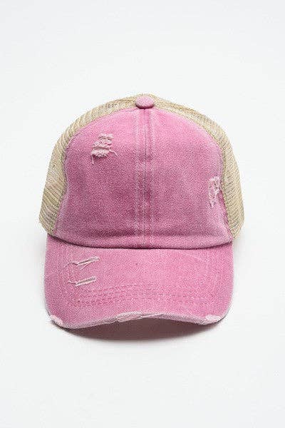 PREMIUM DISTRESS MESH BACK BASEBALL CAP