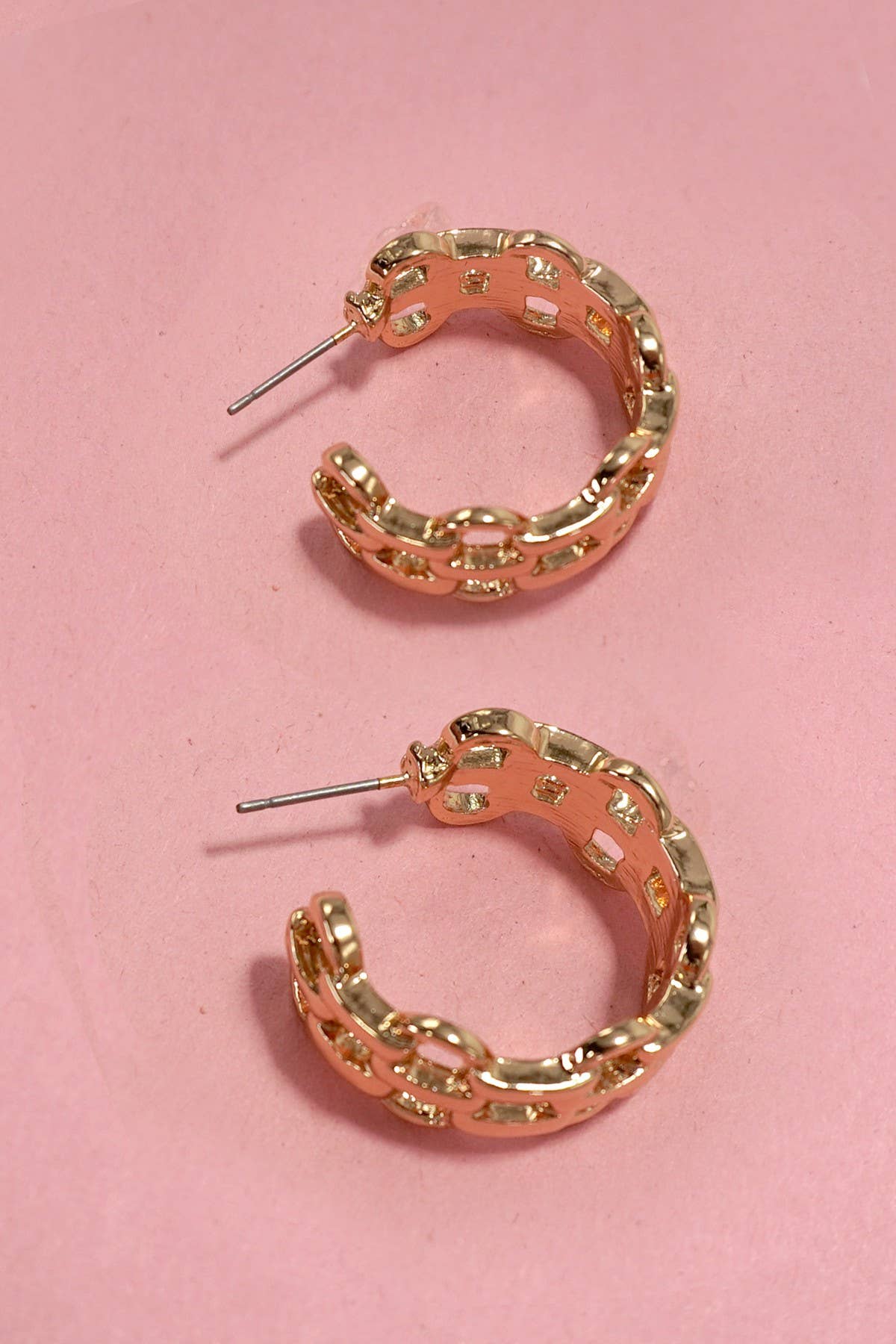 DOUBLE CHAIN LINK HOOP EARRINGS GOLD
