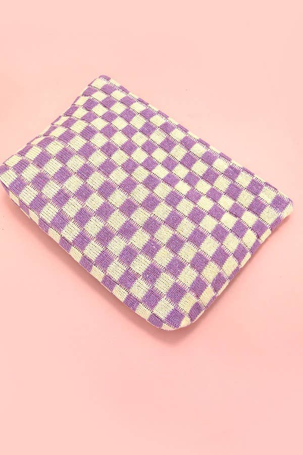 TRAVEL CHECKER MAKEUP COSMETIC POUCH BAG | 40P528: LAVENDER