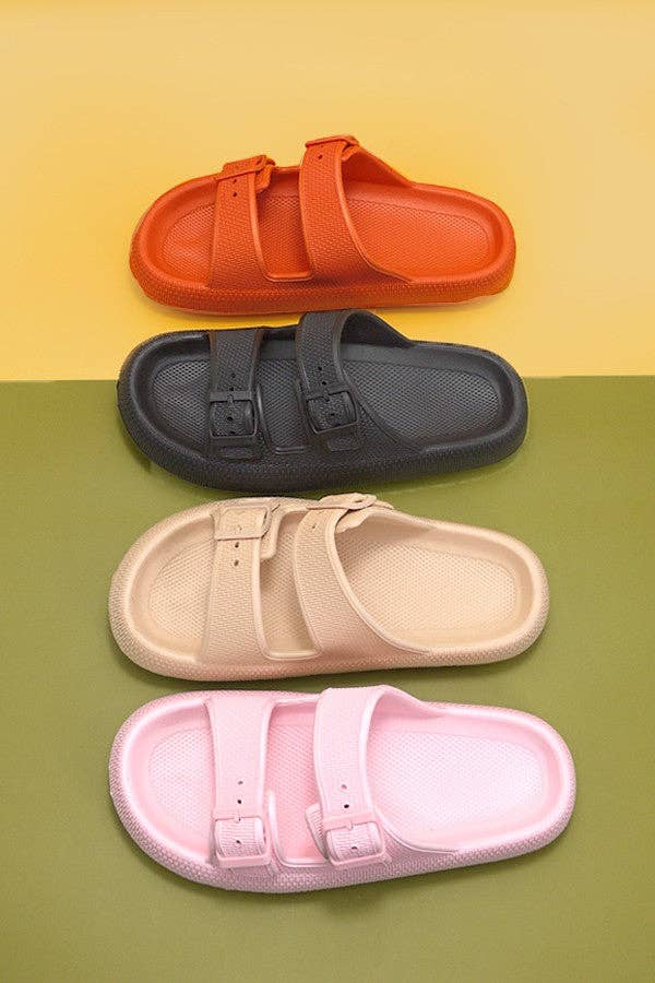 EVA DOUBLE STRAP OPEN TOE SLIDE SANDALS SLIPPERS