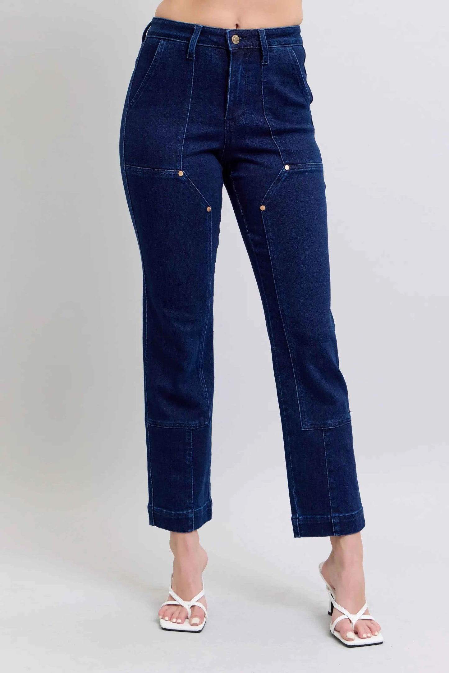 Judy Blue High Rise Straight Leg Jeans–Star Studded Plus Sizes
