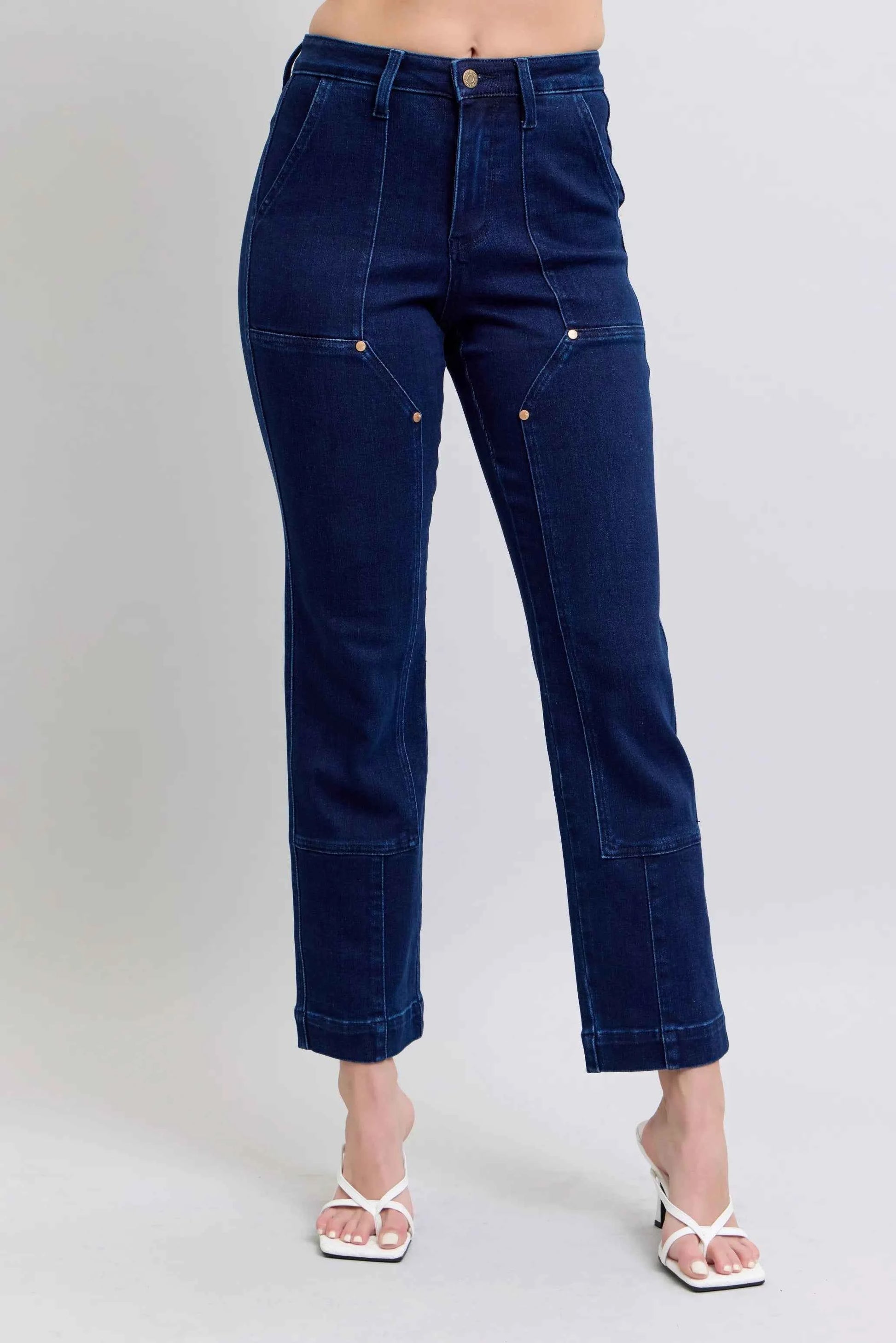 Judy Blue High Rise Straight Leg Jeans–Star Studded Plus Sizes