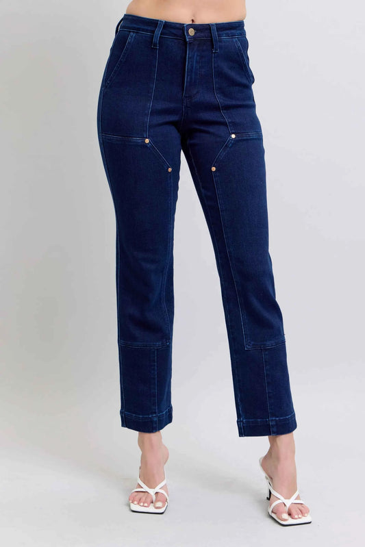 Judy Blue High Rise Straight Leg Jeans–Star Studded Plus Sizes