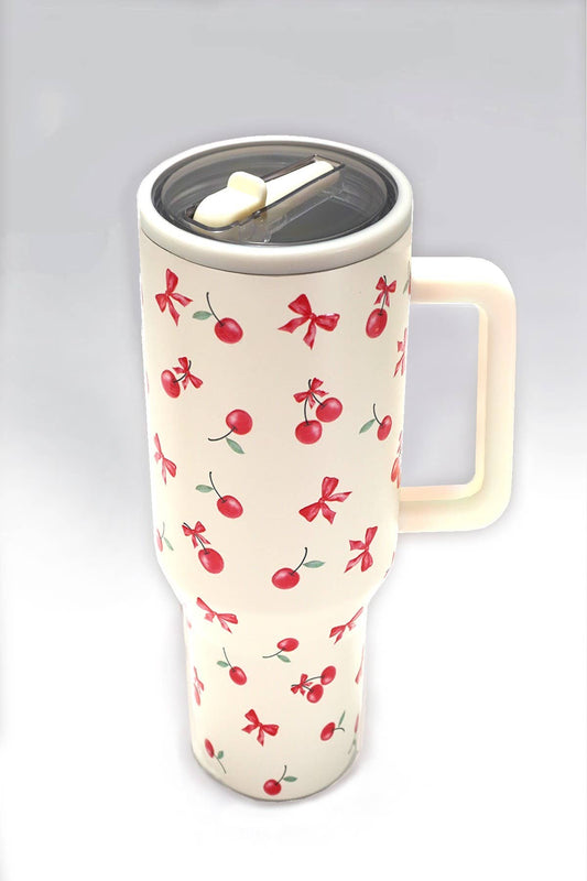 40oz SPILL FREE STAINLESS STEEL VACUUM TUMBLER | DT1206UV: CHERRY CREAM