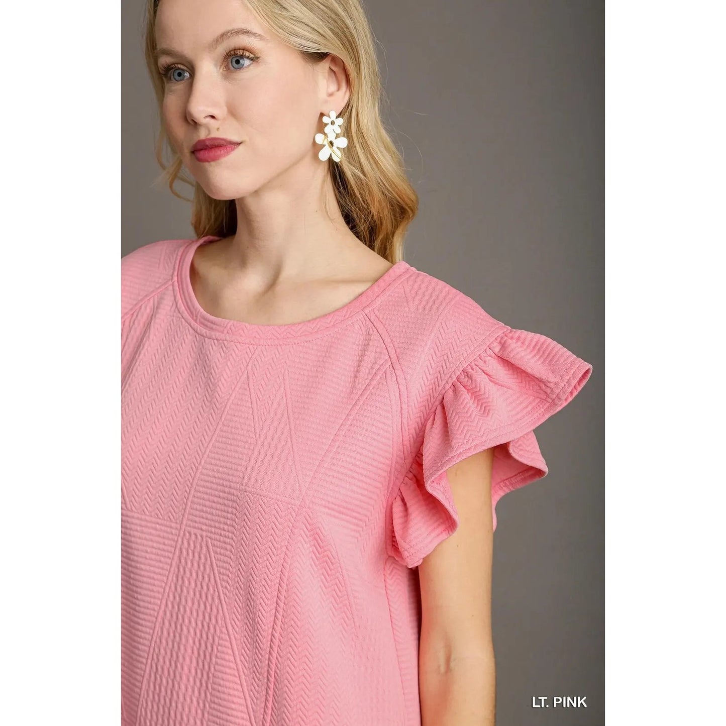 Umgee Criss Cross Jacquard Knit Dress Light Pink~Pockets