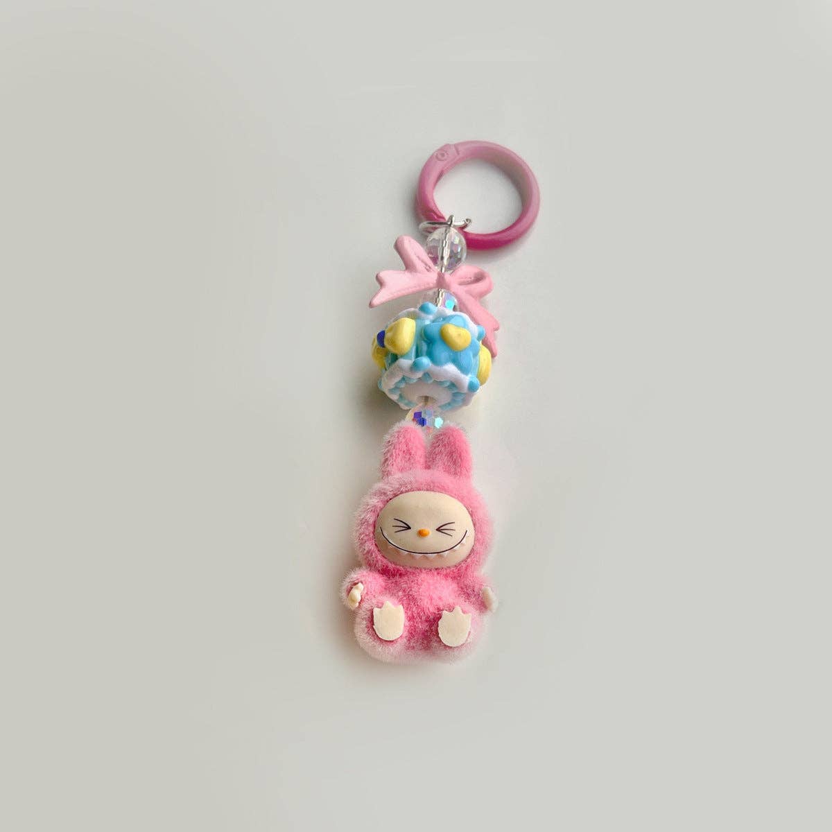 Flocked Mini Labubu candy Keychain bag pendant: Purple