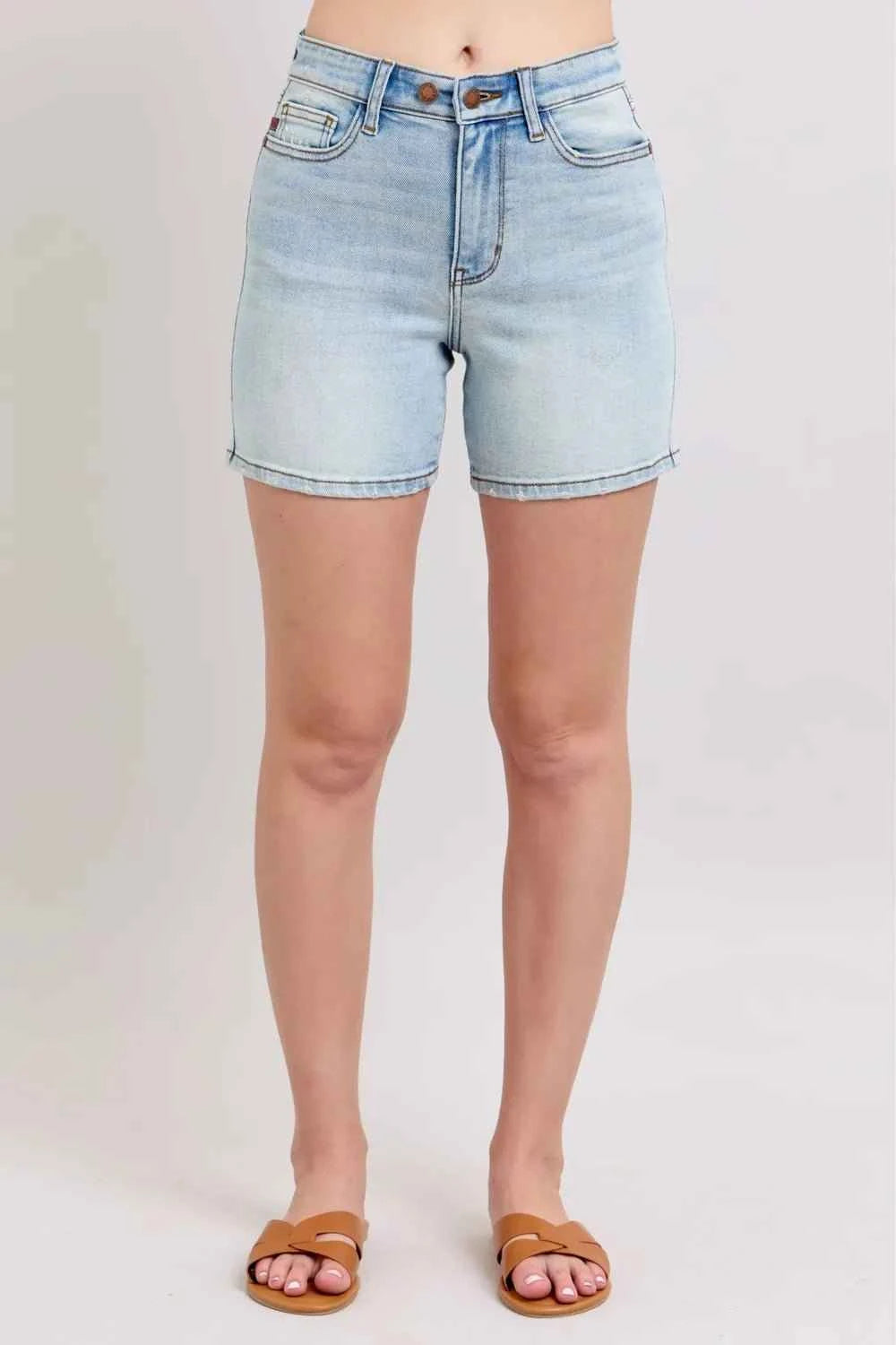 Full Size 2 Button Denim Shorts with Pockets Regular & Plus Sizes by Judy Blue