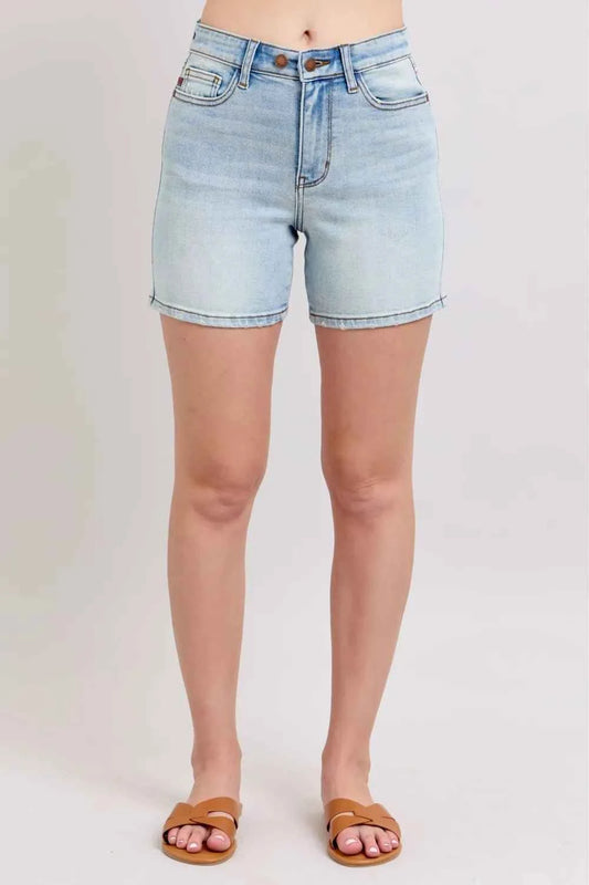 Full Size 2 Button Denim Shorts with Pockets Regular & Plus Sizes by Judy Blue