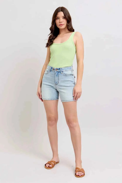 Full Size 2 Button Denim Shorts with Pockets Regular & Plus Sizes by Judy Blue