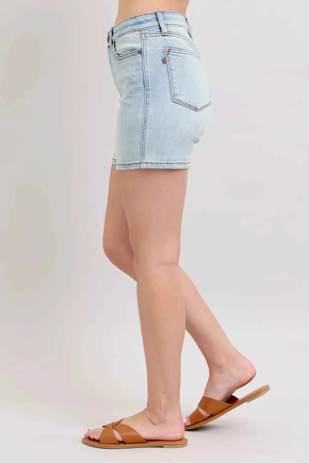 Full Size 2 Button Denim Shorts with Pockets Regular & Plus Sizes by Judy Blue