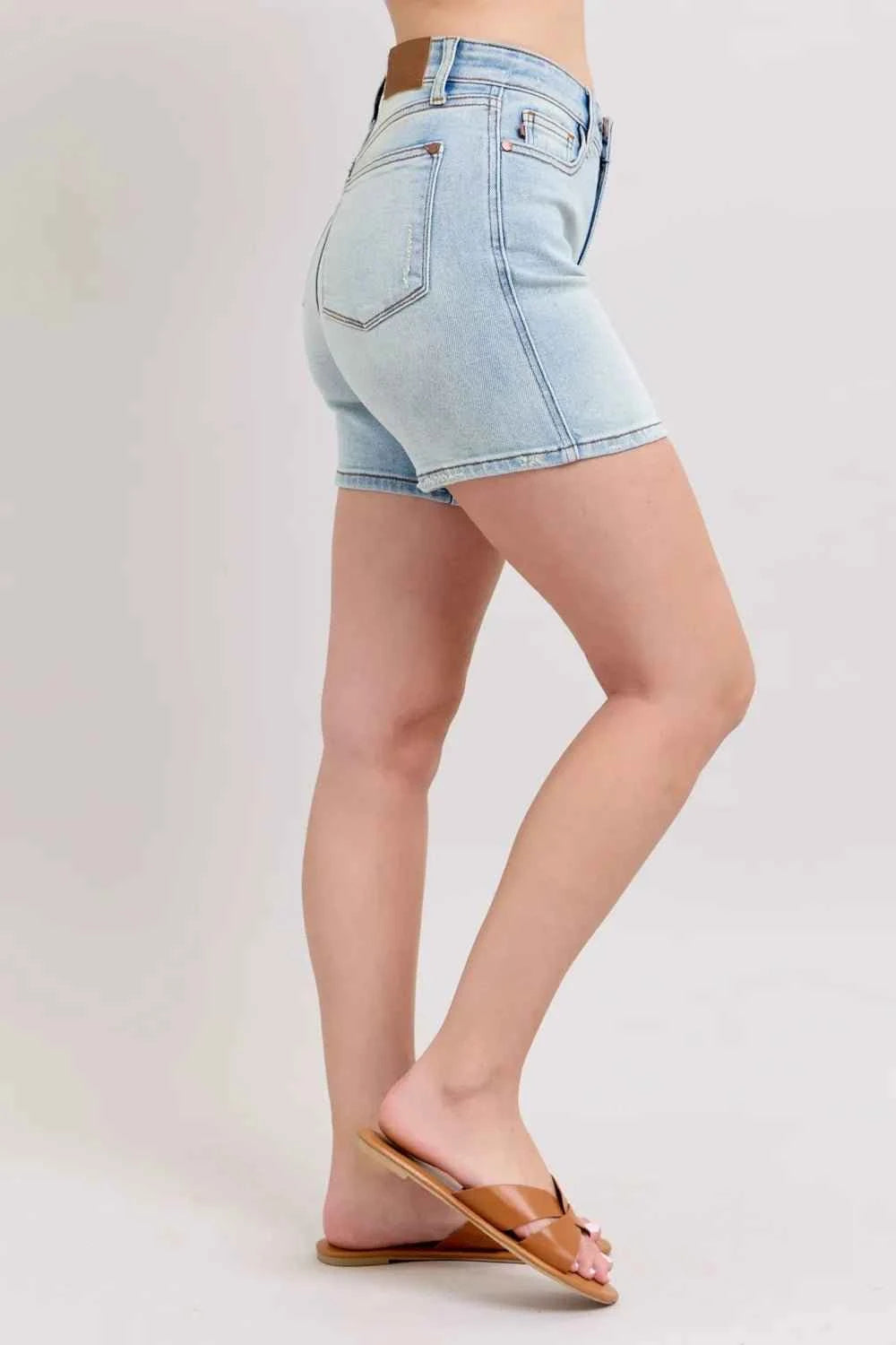 Full Size 2 Button Denim Shorts with Pockets Regular & Plus Sizes by Judy Blue