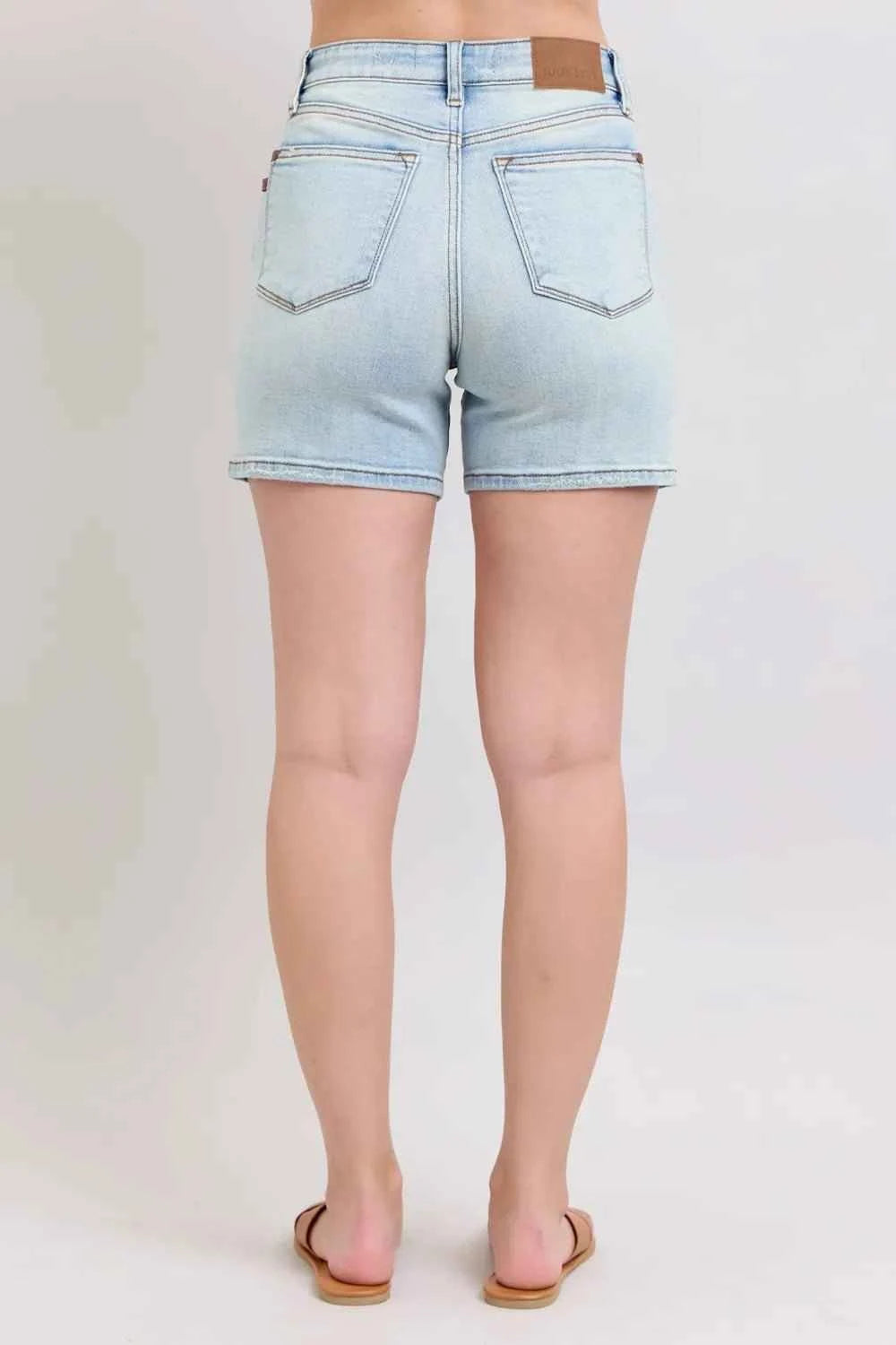 Full Size 2 Button Denim Shorts with Pockets Regular & Plus Sizes by Judy Blue