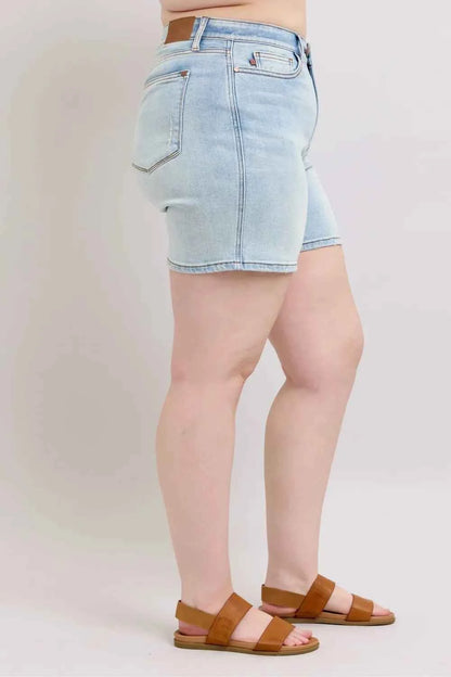 Full Size 2 Button Denim Shorts with Pockets Regular & Plus Sizes by Judy Blue