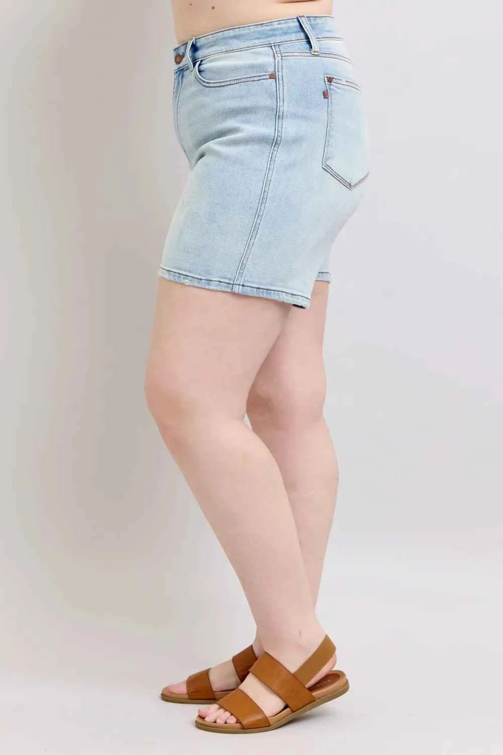 Full Size 2 Button Denim Shorts with Pockets Regular & Plus Sizes by Judy Blue