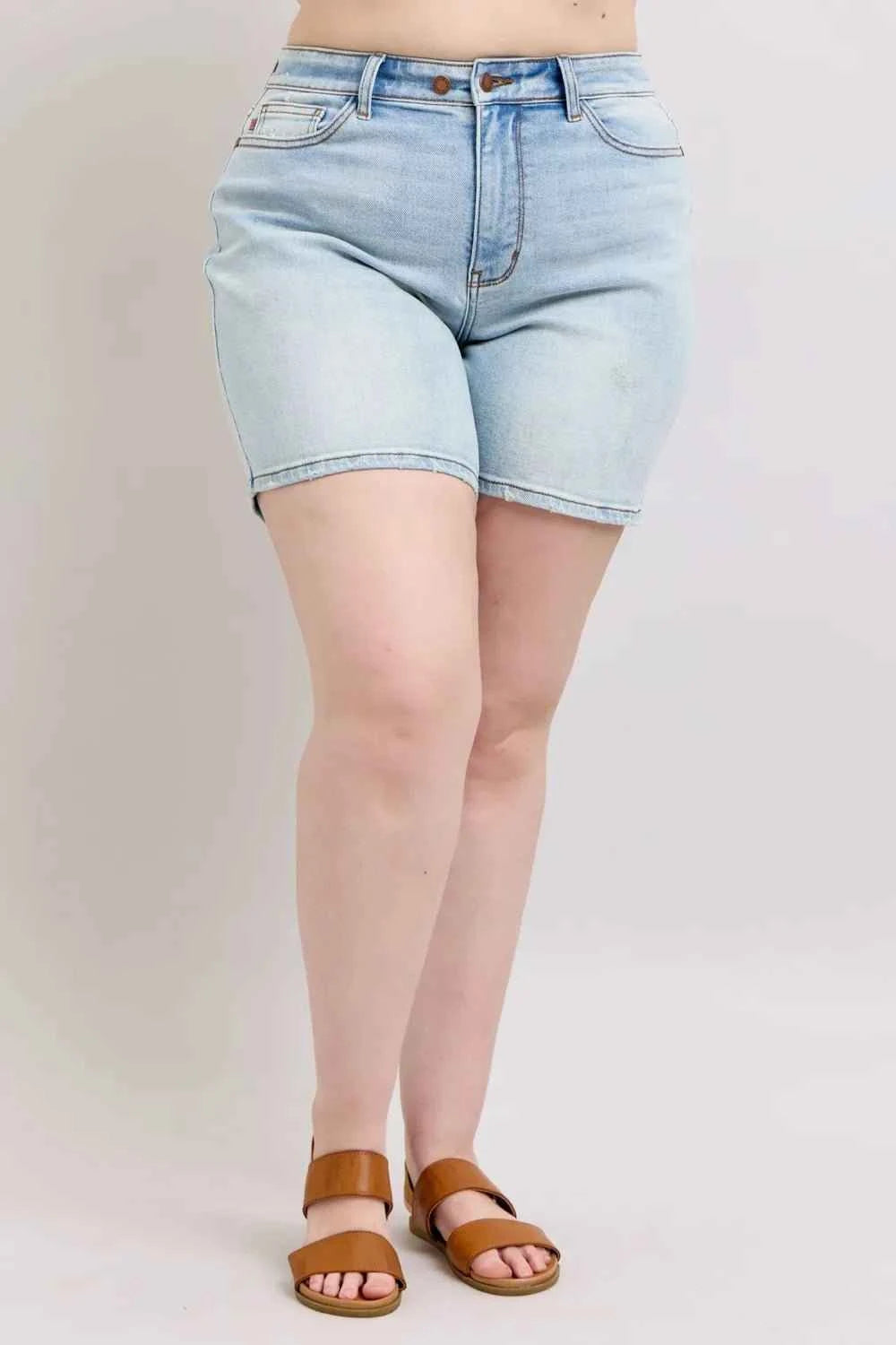 Full Size 2 Button Denim Shorts with Pockets Regular & Plus Sizes by Judy Blue