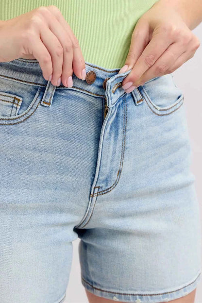 Full Size 2 Button Denim Shorts with Pockets Regular & Plus Sizes by Judy Blue