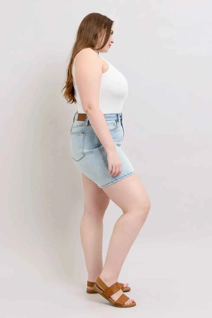Full Size 2 Button Denim Shorts with Pockets Regular & Plus Sizes by Judy Blue
