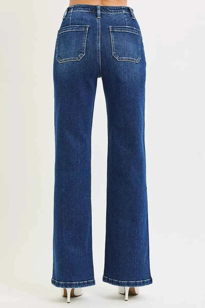 Full Size High Rise Wide Leg Jeans with Front Tie Detail Includes Plus Sizes by Risen