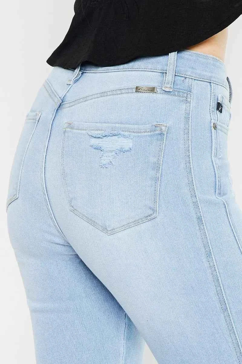 Light Wash High Rise Curvy Flare Jeans by Kancan