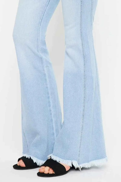 Light Wash High Rise Curvy Flare Jeans by Kancan