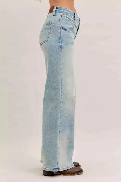 High Waist Column Straight Jeans