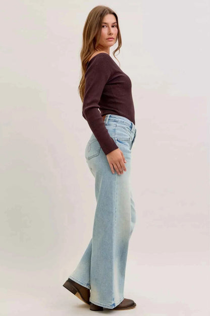 High Waist Column Straight Jeans