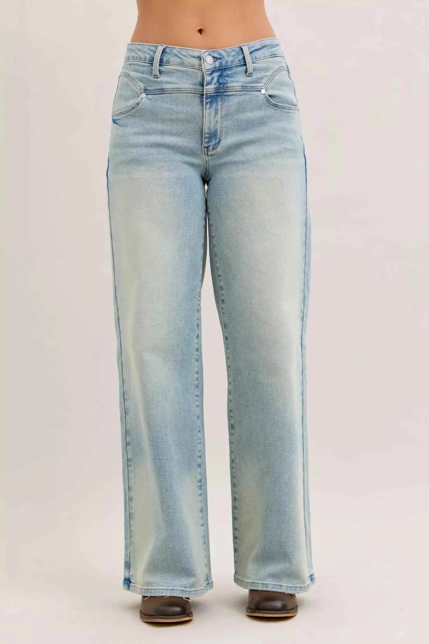 High Waist Column Straight Jeans