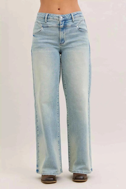 High Waist Column Straight Jeans