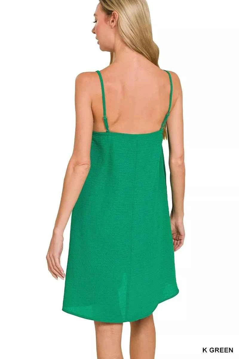 Kelly Green Woven Airflow Mini Dress by Zenana