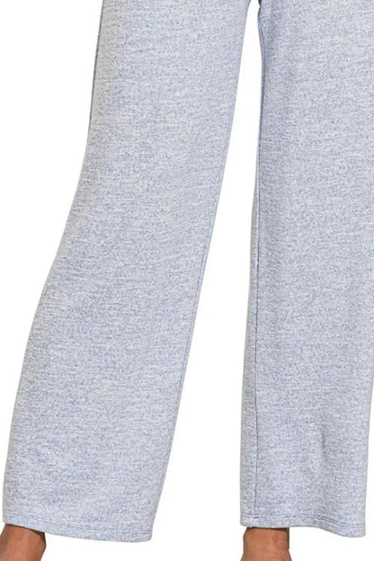 Light Blue Melange Hacci Elastic Waistband by Zenana