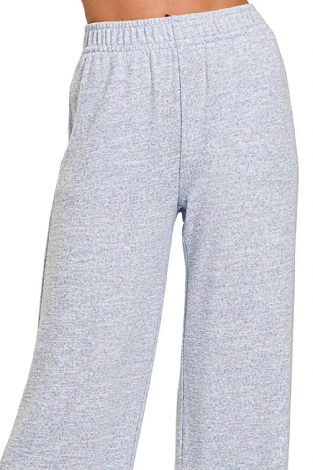 Light Blue Melange Hacci Elastic Waistband by Zenana