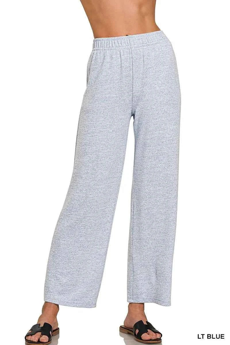 Light Blue Melange Hacci Elastic Waistband by Zenana