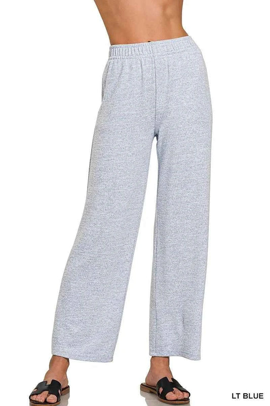 Light Blue Melange Hacci Elastic Waistband by Zenana