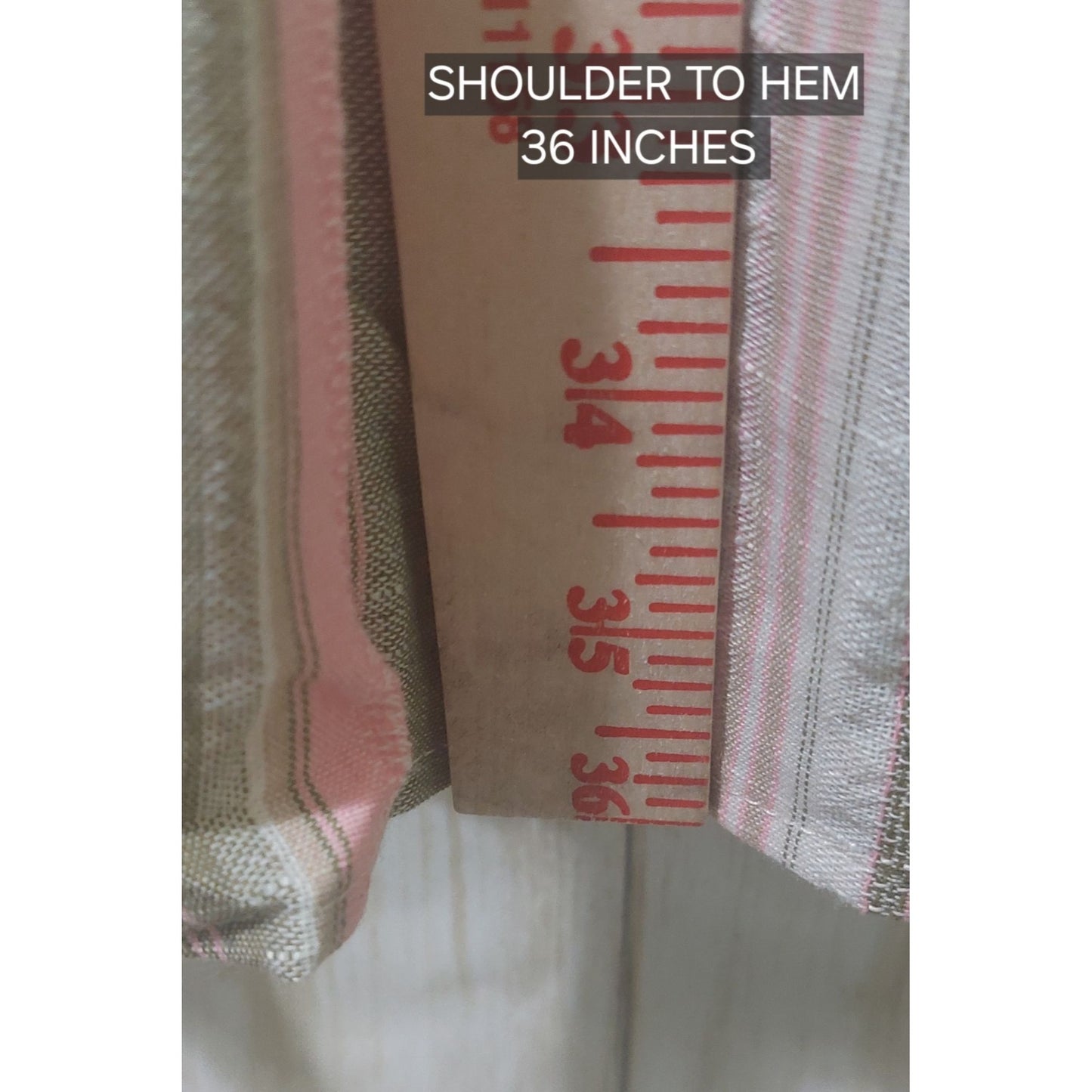 Voy Striped Green & Pink Ruffle Sleeve Tiered Dress Size Small