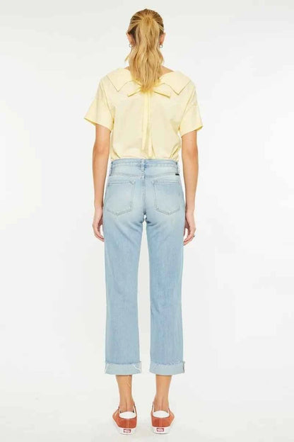 Mid Rise Distressed Boyfriend Jeans