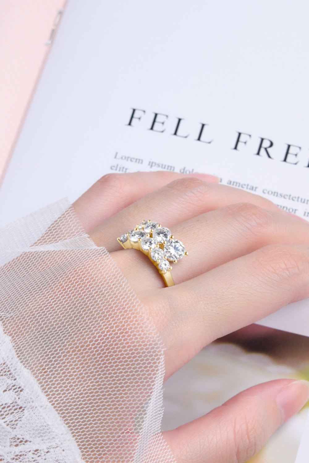 Moissanite 925 Sterling Silver Ring 18K Gold Plated