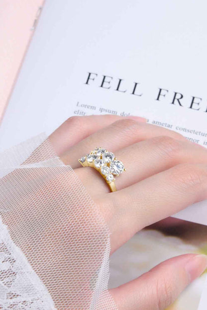 Moissanite 925 Sterling Silver Ring 18K Gold Plated