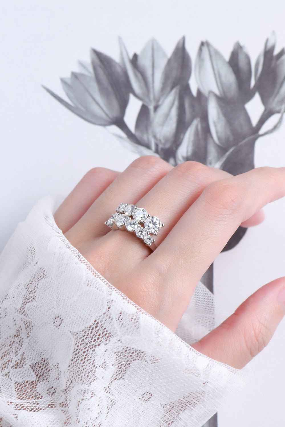Moissanite 925 Sterling Silver Ring 18K Gold Plated