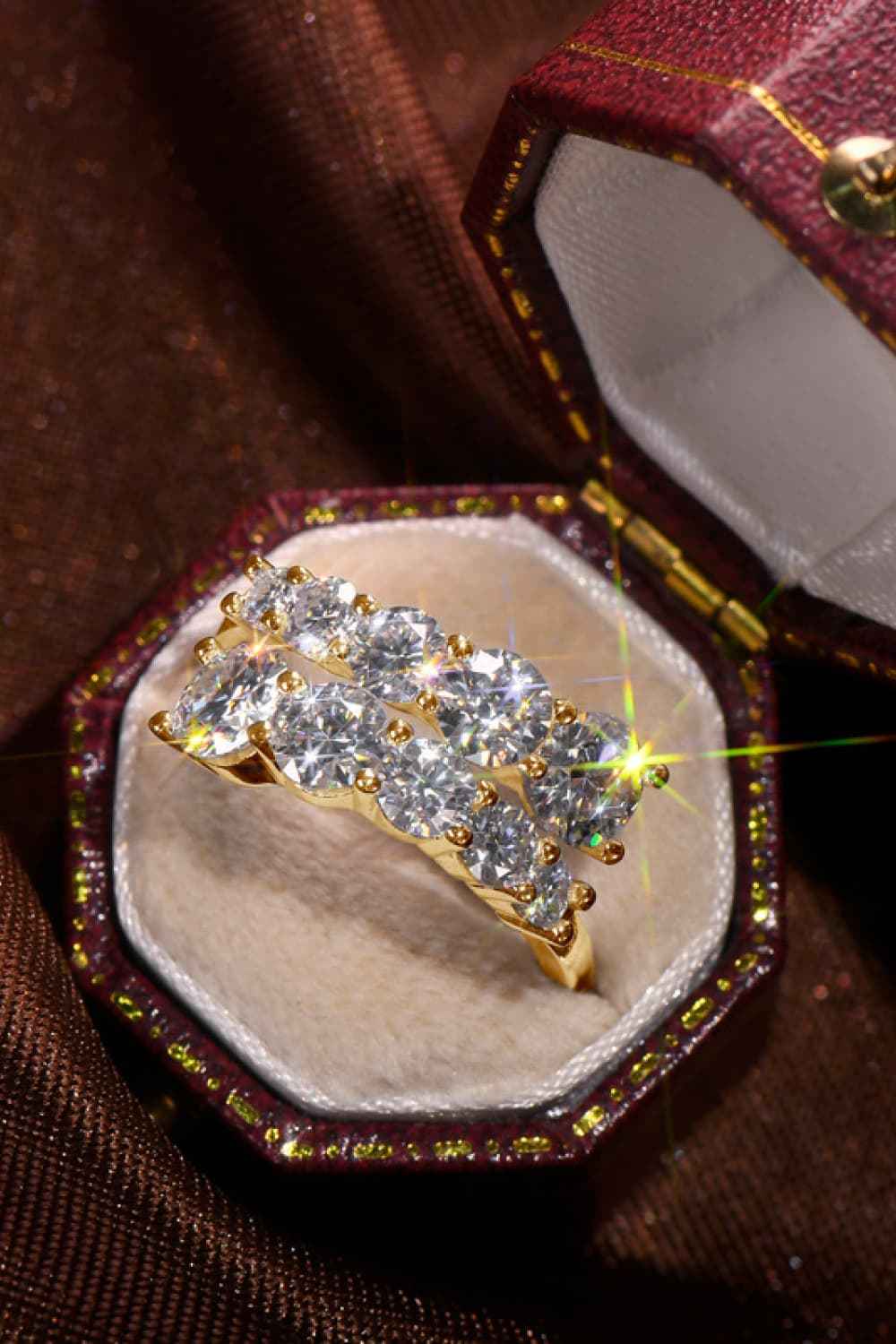 Moissanite 925 Sterling Silver Ring 18K Gold Plated