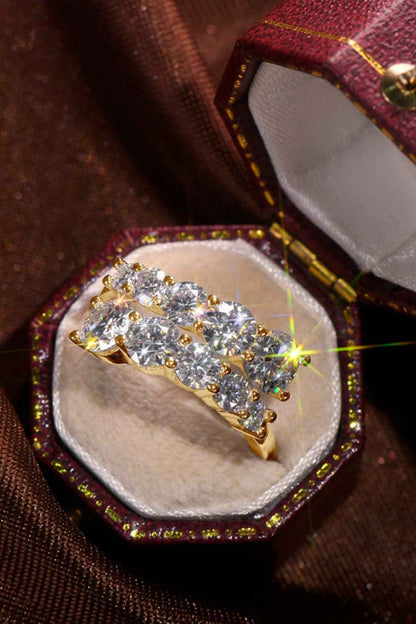 Moissanite 925 Sterling Silver Ring 18K Gold Plated