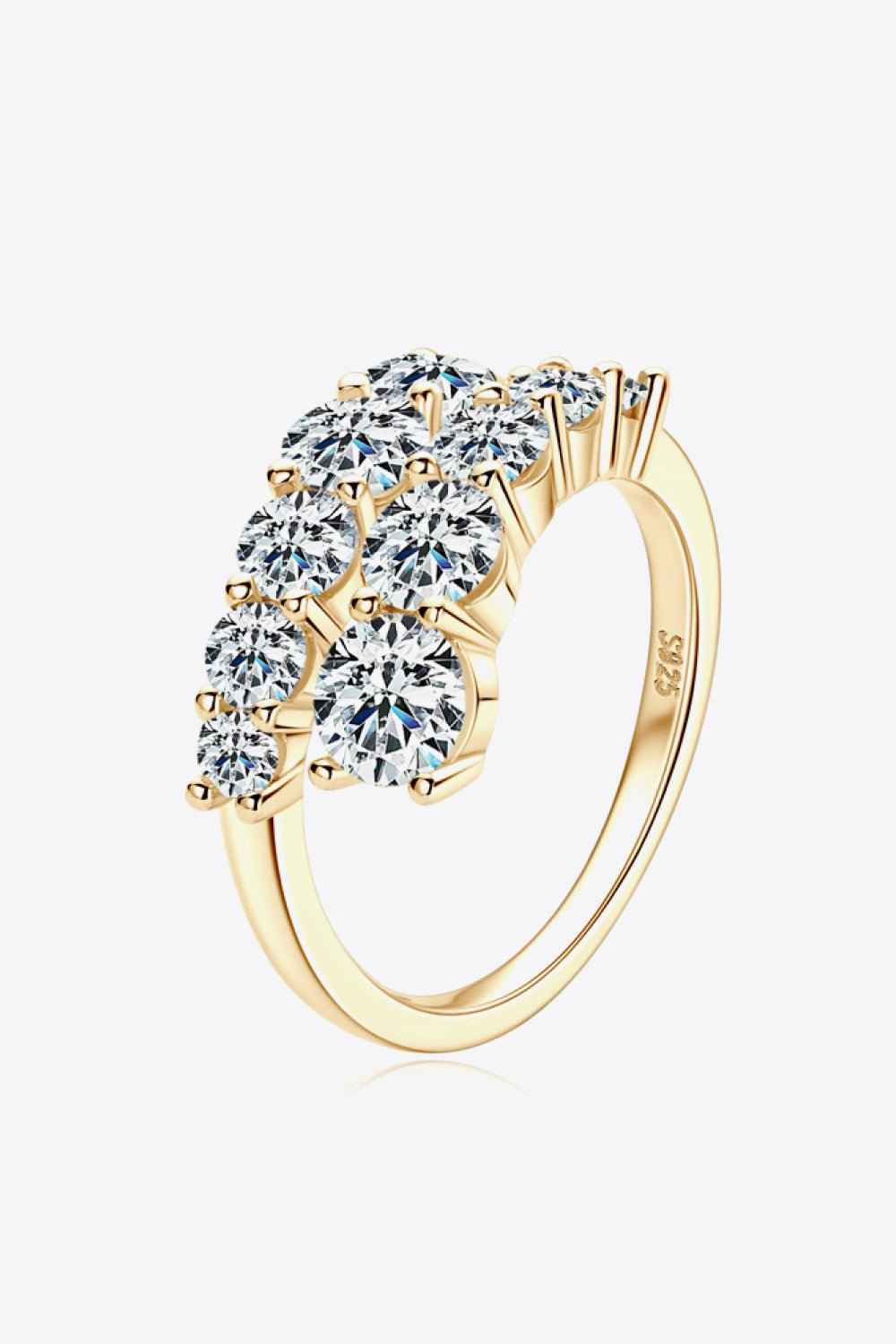 Moissanite 925 Sterling Silver Ring 18K Gold Plated