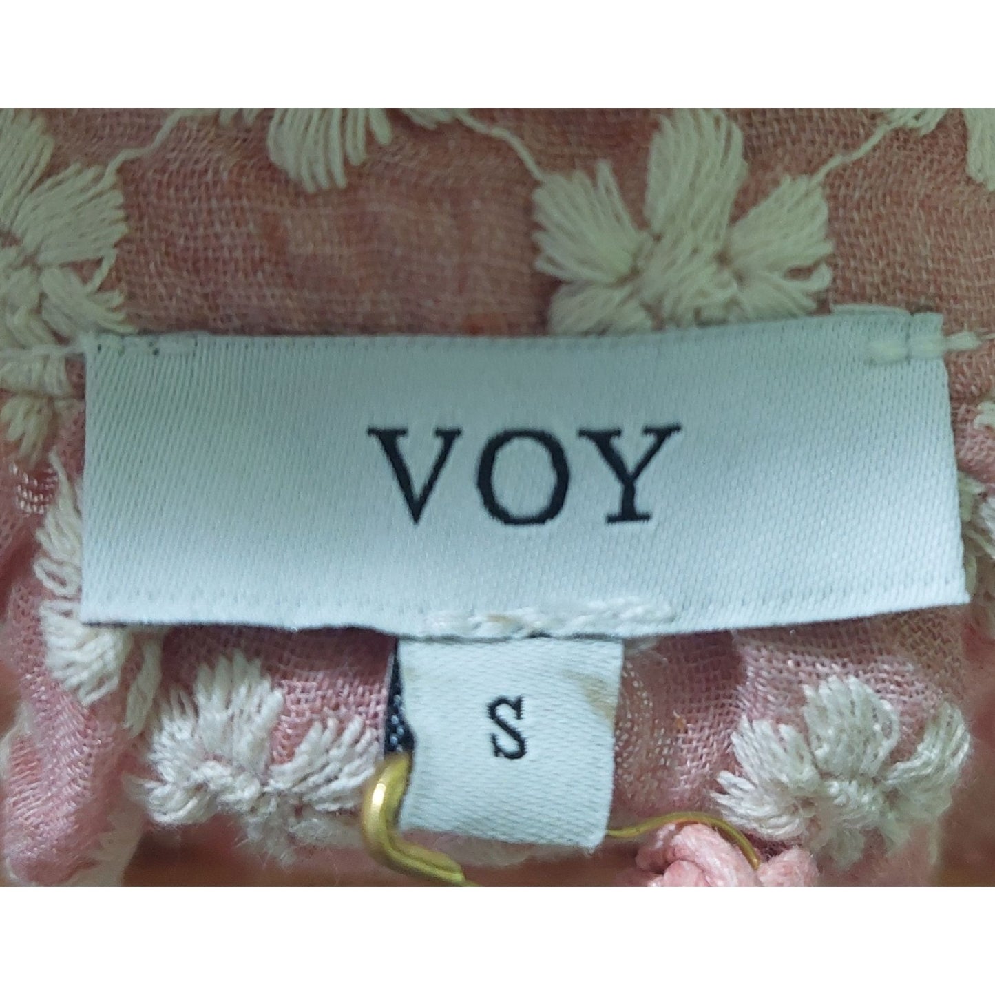 VOY Pink/Mauve Floral Embroidered Ruffle Sleeve Top Boho