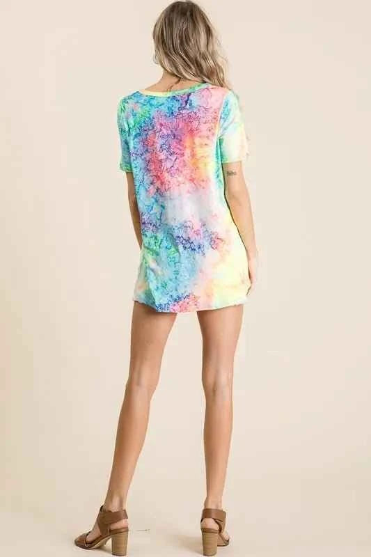 Tie Dye Print Jersey V Neck Top by BiBi