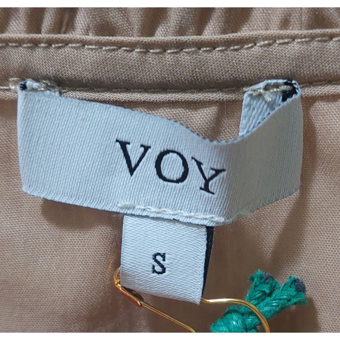 Voy Kendra Colorblock Poplin Ruffle Sleeve Top In Pink~Khaki~Orange ~ SMALL