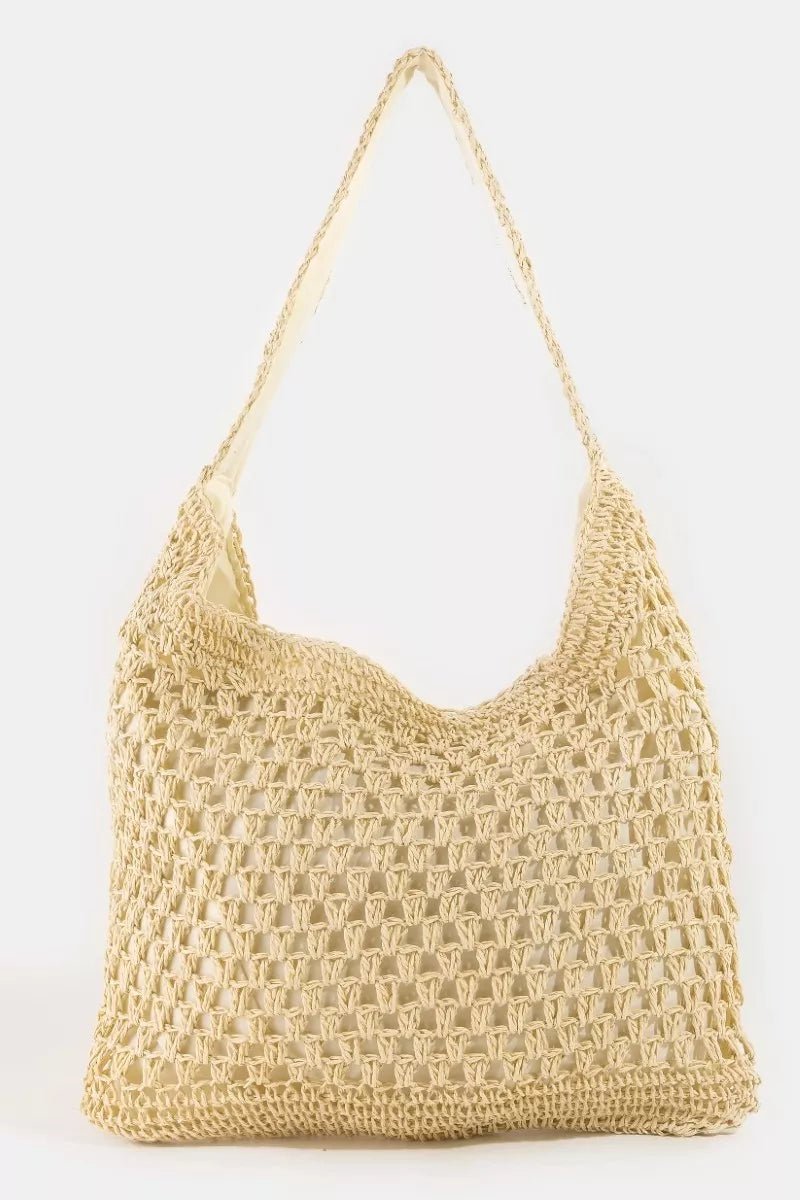 Women's Intricate Straw Weave Large Shoulder Bag By Fame - What Lala Loves