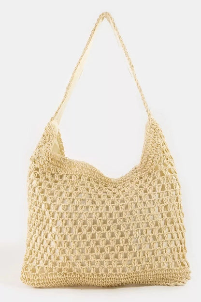 Women's Intricate Straw Weave Large Shoulder Bag By Fame - What Lala Loves
