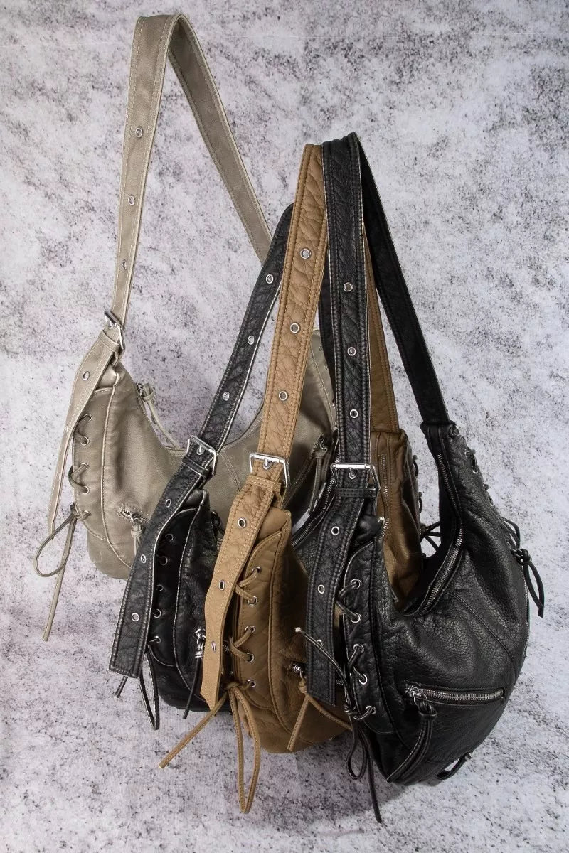 Women's Larger Faux Leather Crescent Shoulder Bag by Fame Accessories - What Lala Loves