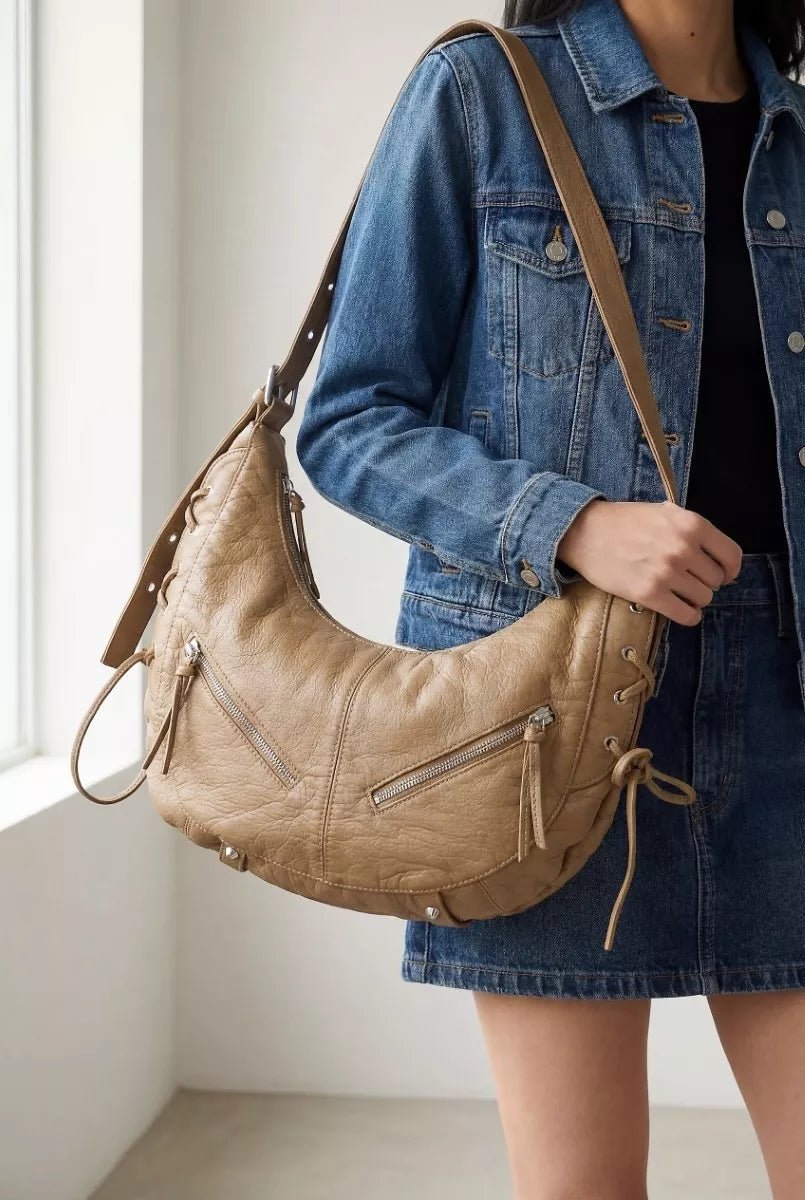 Women's Larger Faux Leather Crescent Shoulder Bag by Fame Accessories - What Lala Loves