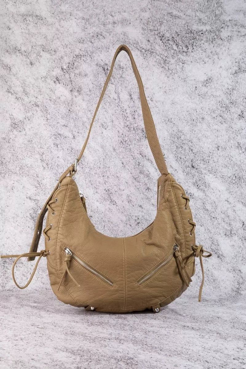 Women's Larger Faux Leather Crescent Shoulder Bag by Fame Accessories - What Lala Loves